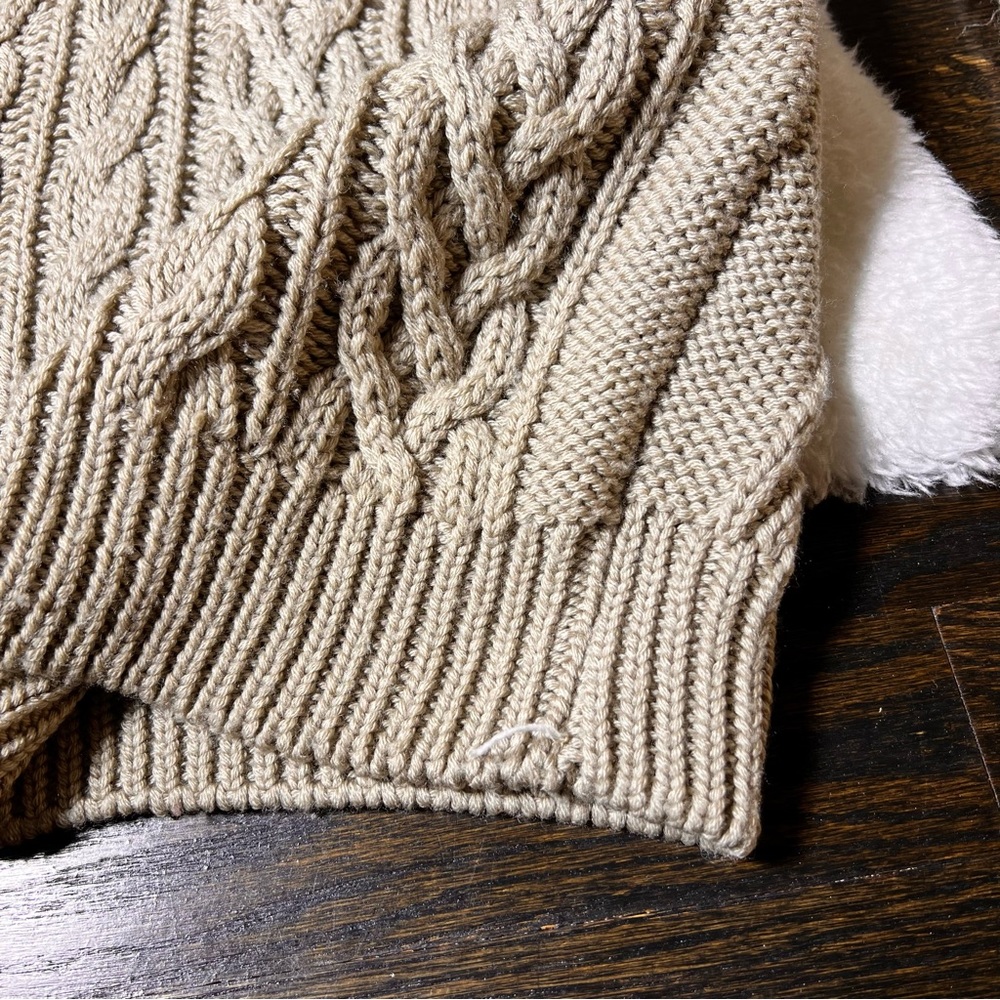 Ivan Grundahl Beige Merino Wool Cable Knit Turtleneck Sweater Dress Medium - Picture 12 of 14